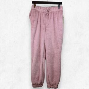 No Boundaries Plush Fuzzy Jogger Sweatpants Rose Pink Size S Juniors Cozy NWT